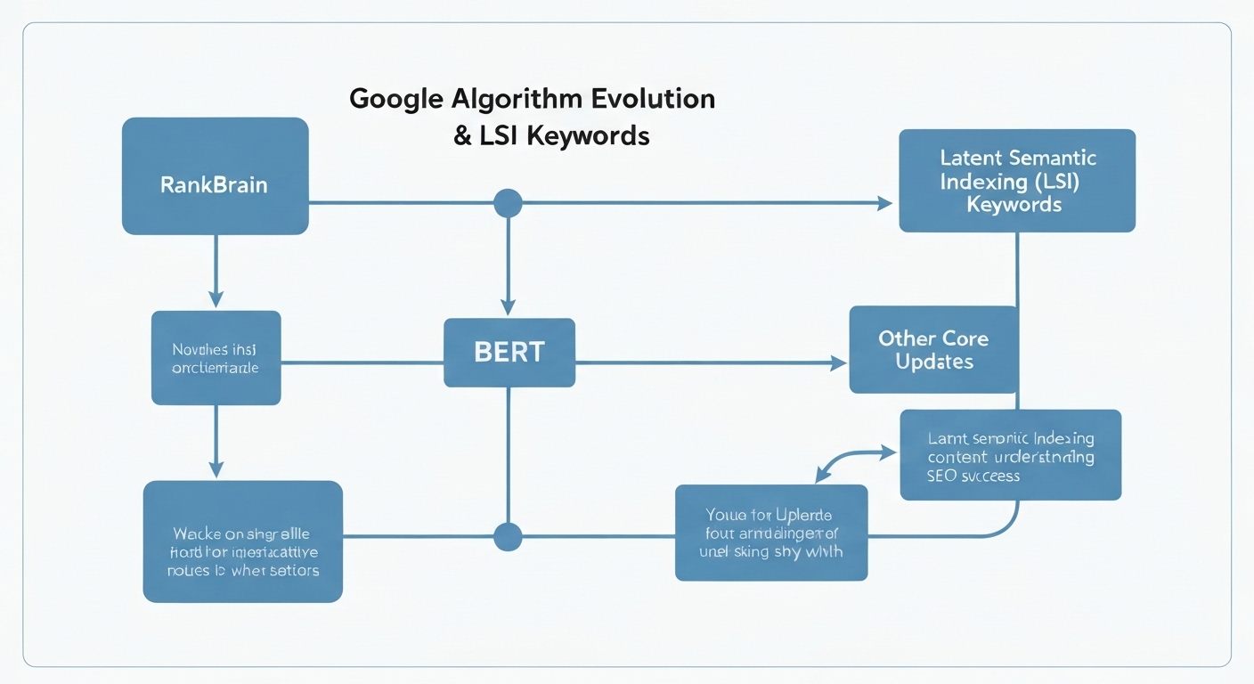 Diagram showing the evolution of Google algorithms like RankBrain and BERT