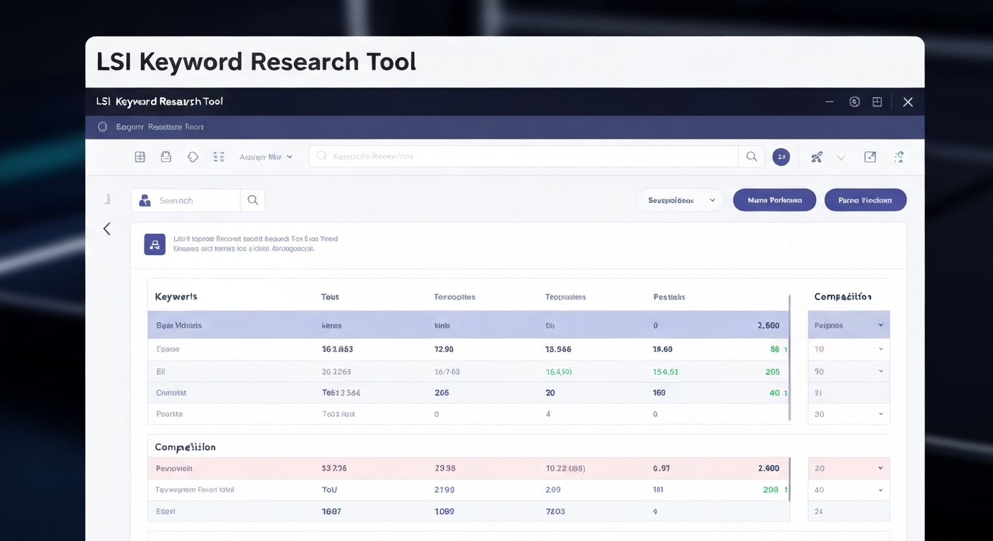 Screenshot of an LSI keyword research tool