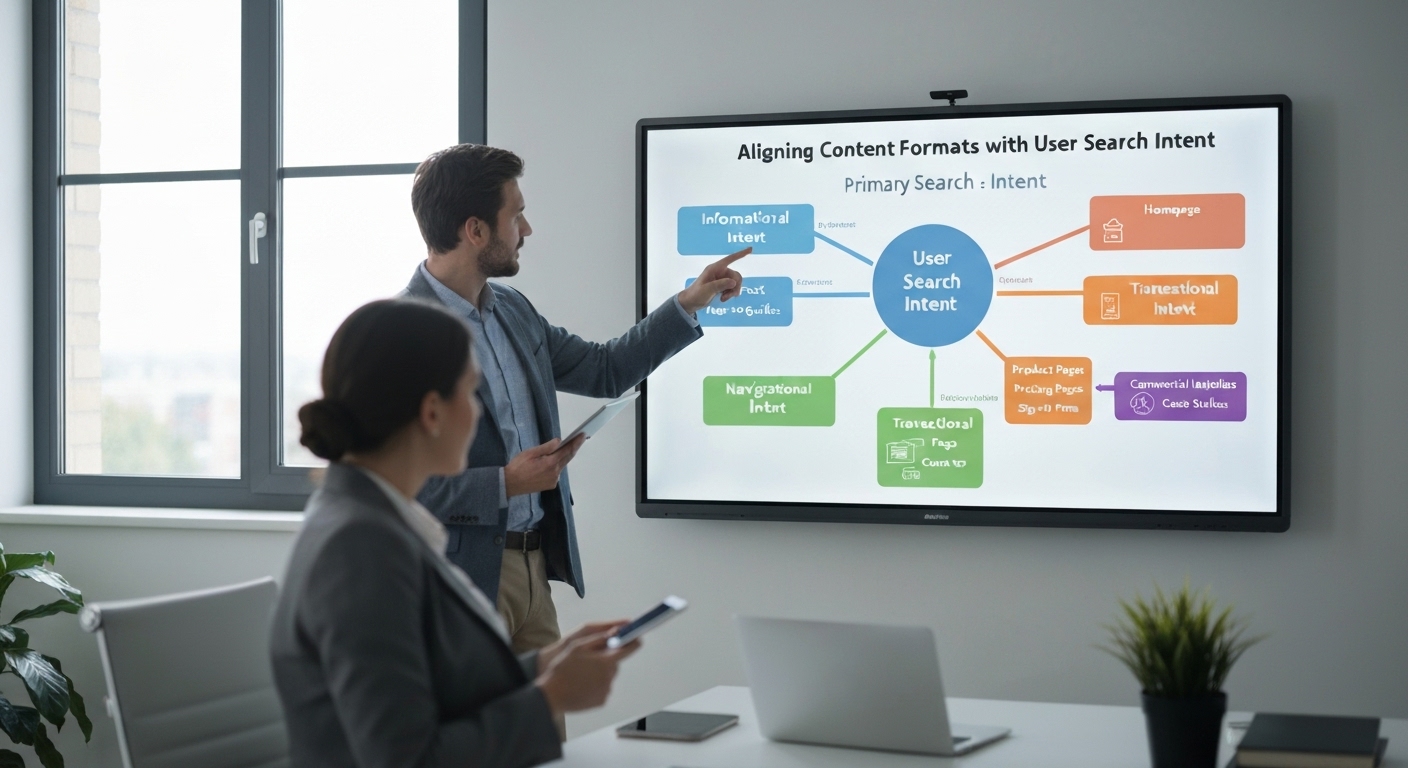 Diagramm, das die Ausrichtung von Content-Formaten auf die jeweilige Suchintention veranschaulicht.