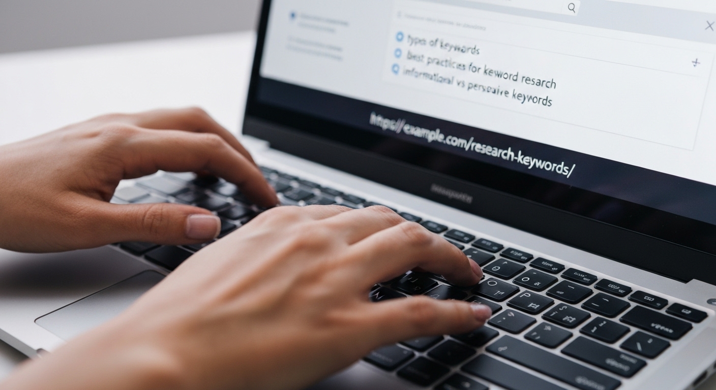 A person typing a website name into a search engine.