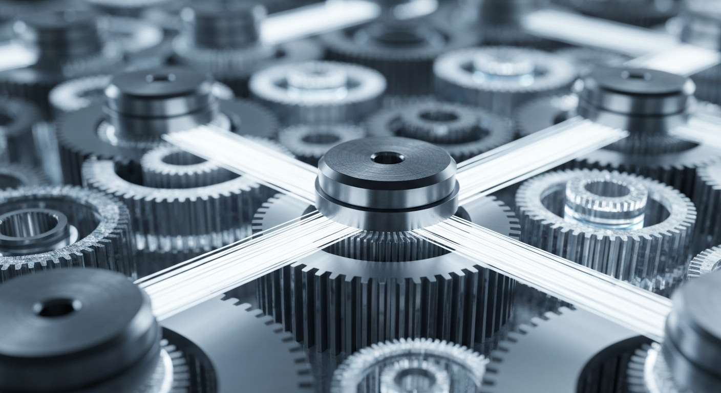 An abstract image of interconnected gears turning smoothly, symbolizing enhanced operational efficiency through automation.