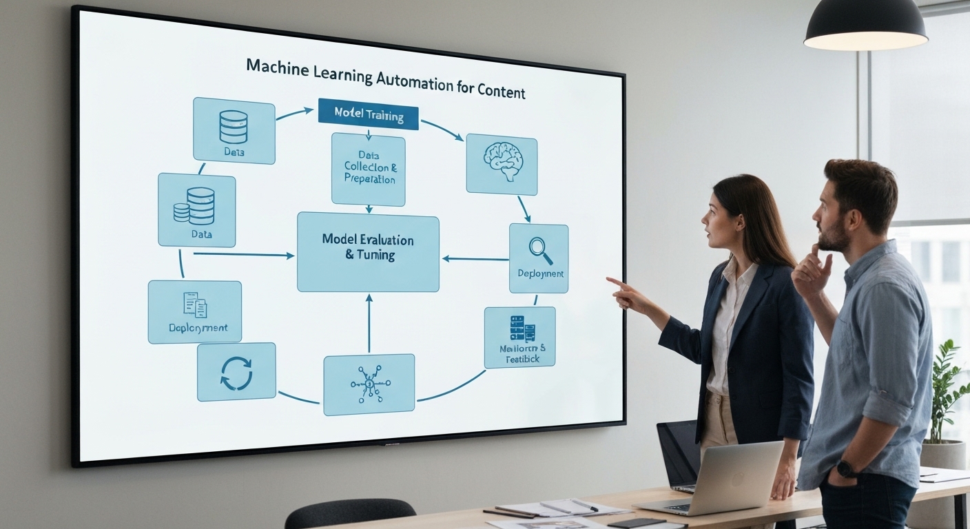 Diagram illustrating the steps involved in implementing machine learning automation.