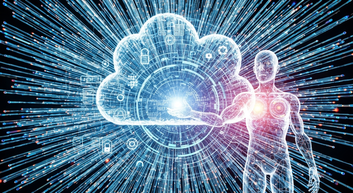 Conceptual image representing the future role of AI in securing cloud storage.