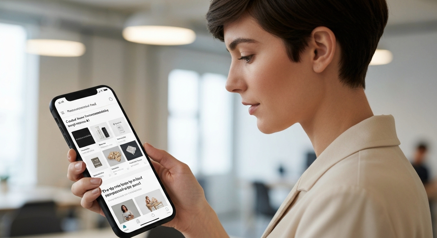 Eksempel på en personaliseret app oplevelse med anbefalede produkter og indhold