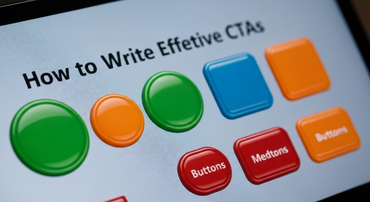 Examples of different call to action button designs, showcasing color, size, and shape variations.