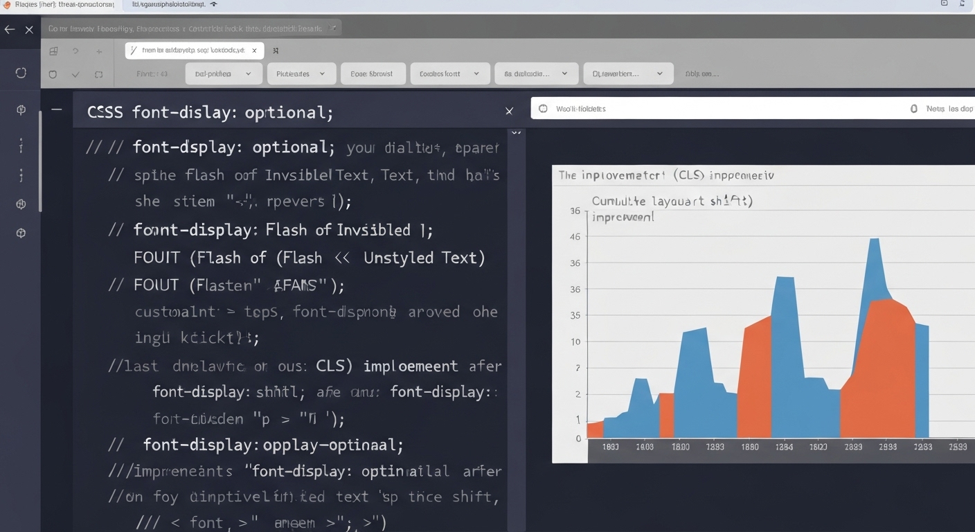 Code snippet demonstrating font-display: optional to prevent FOIT and FOUT, improving perceived performance