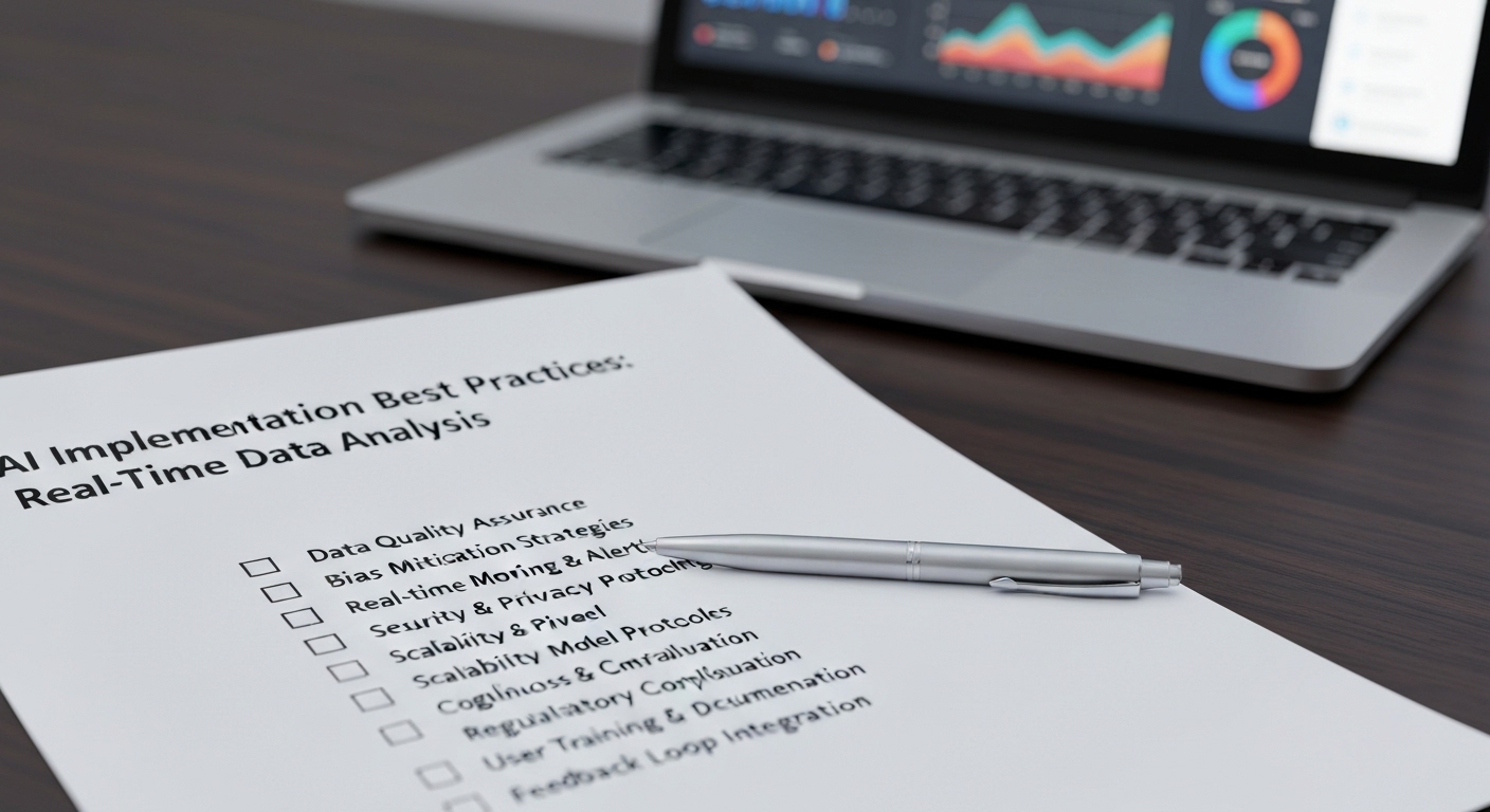 Checklist representing best practices for AI implementation