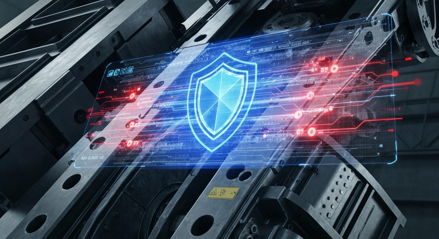 Digital shield icon representing data security within a predictive maintenance system.