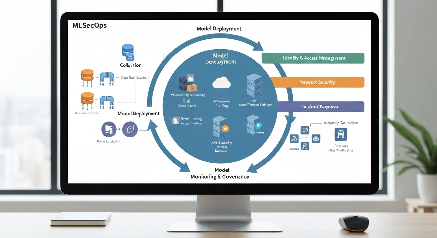 Diagram illustrating the MLSecOps workflow, showing the integration of security practices into each stage of the machine learning lifecycle.