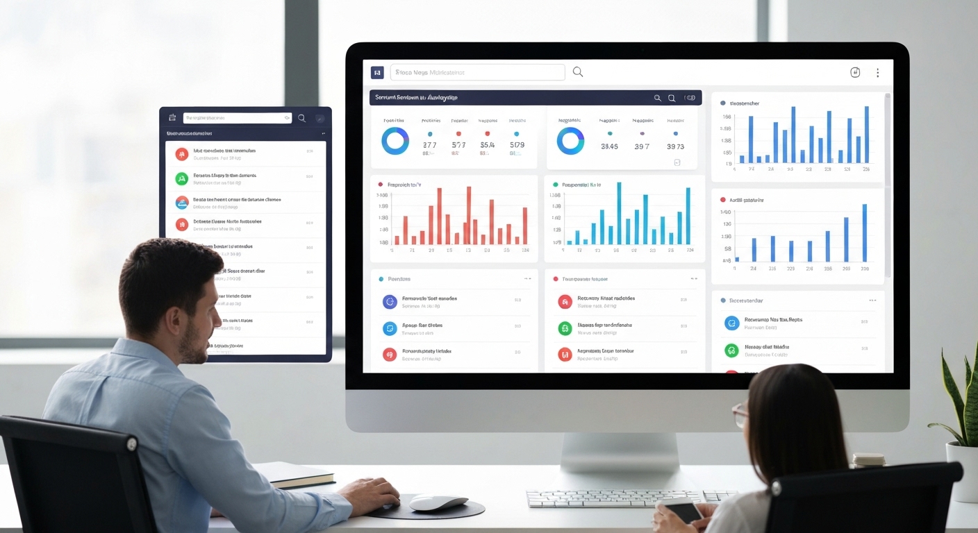 A dashboard showing social media mentions and sentiment analysis results.