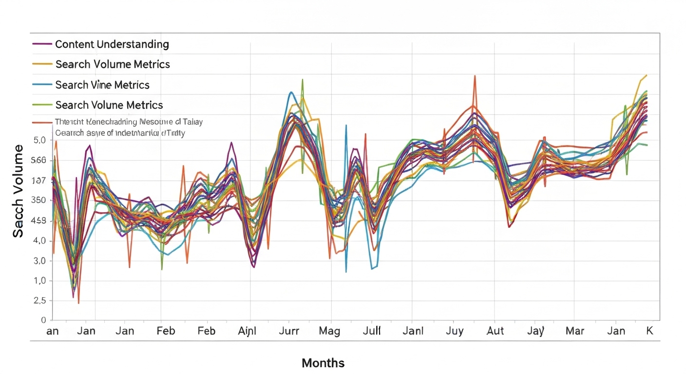 Diagramm, das saisonale Trends im Suchvolumen für verschiedene Keywords zeigt