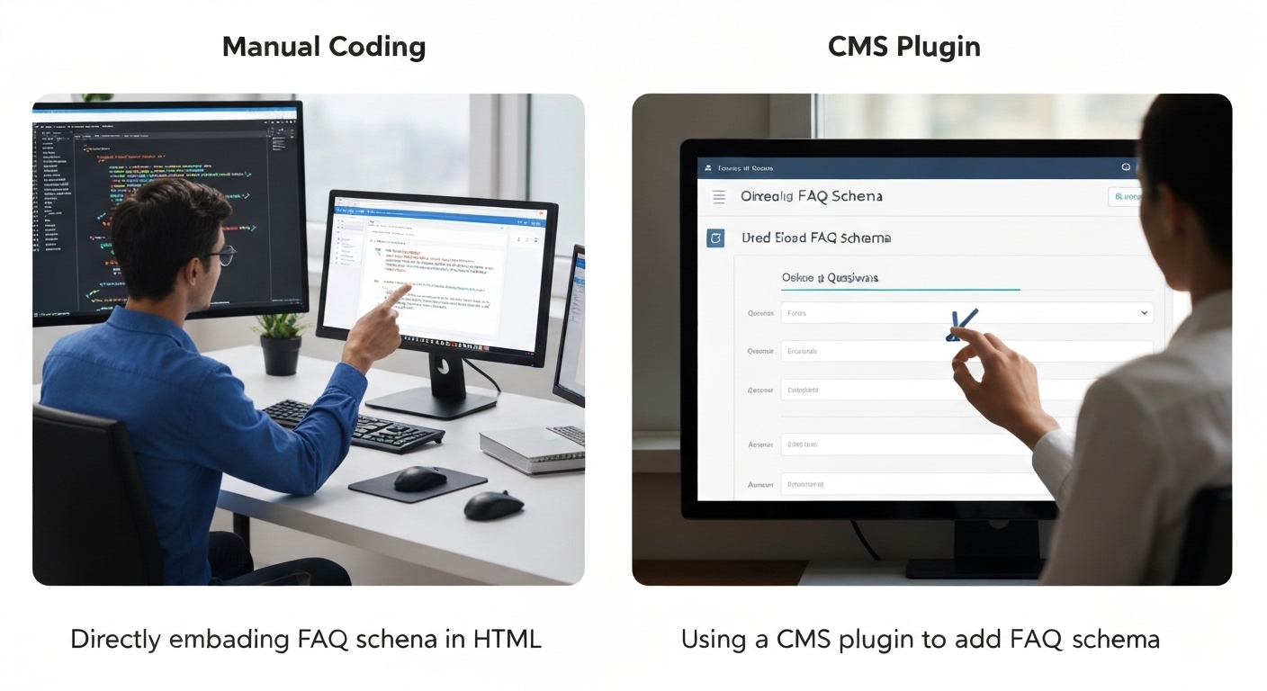 Comparison of different methods for adding FAQ schema