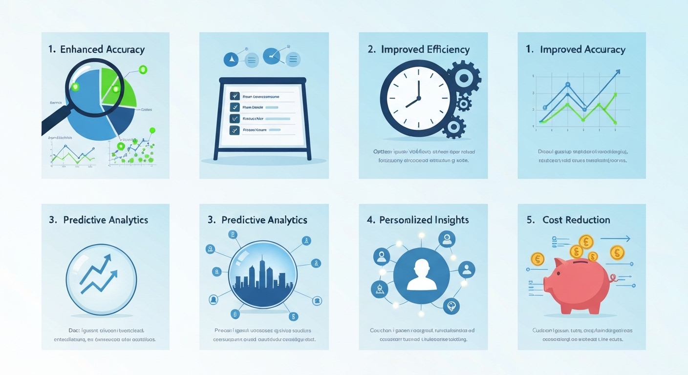 Infographic highlighting the key benefits of AI for business decision making.