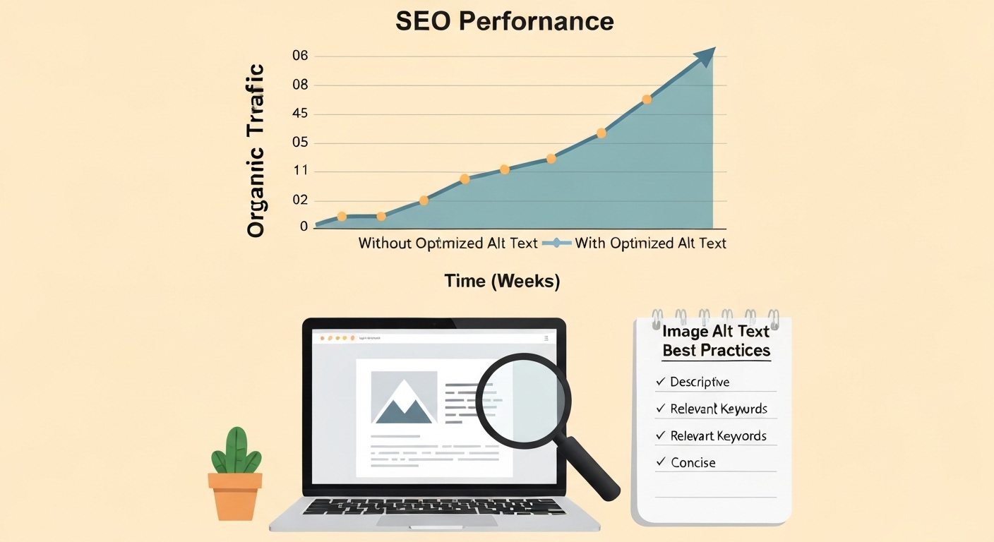 A graph showing improved SEO performance with optimized image alt text.