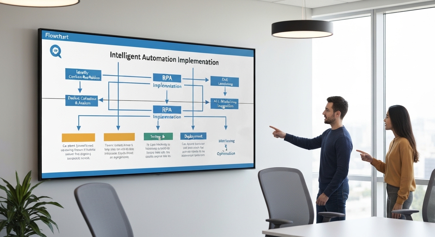 Flowchart illustrating the steps involved in implementing an intelligent automation solution.