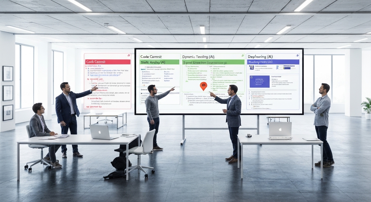 Integration of AI into a DevSecOps pipeline for enhanced app security.