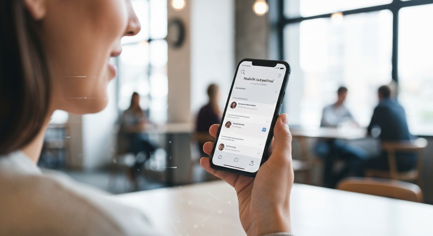 A person using voice search on a mobile phone, highlighting the importance of mobile-first indexing.