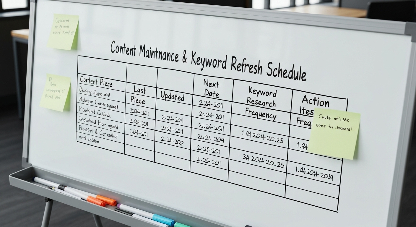 A schedule outlining the frequency of content maintenance and updates.