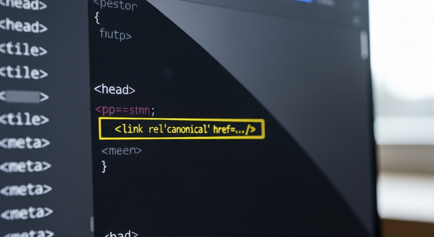 Example of a canonical tag within the HTML code of a webpage