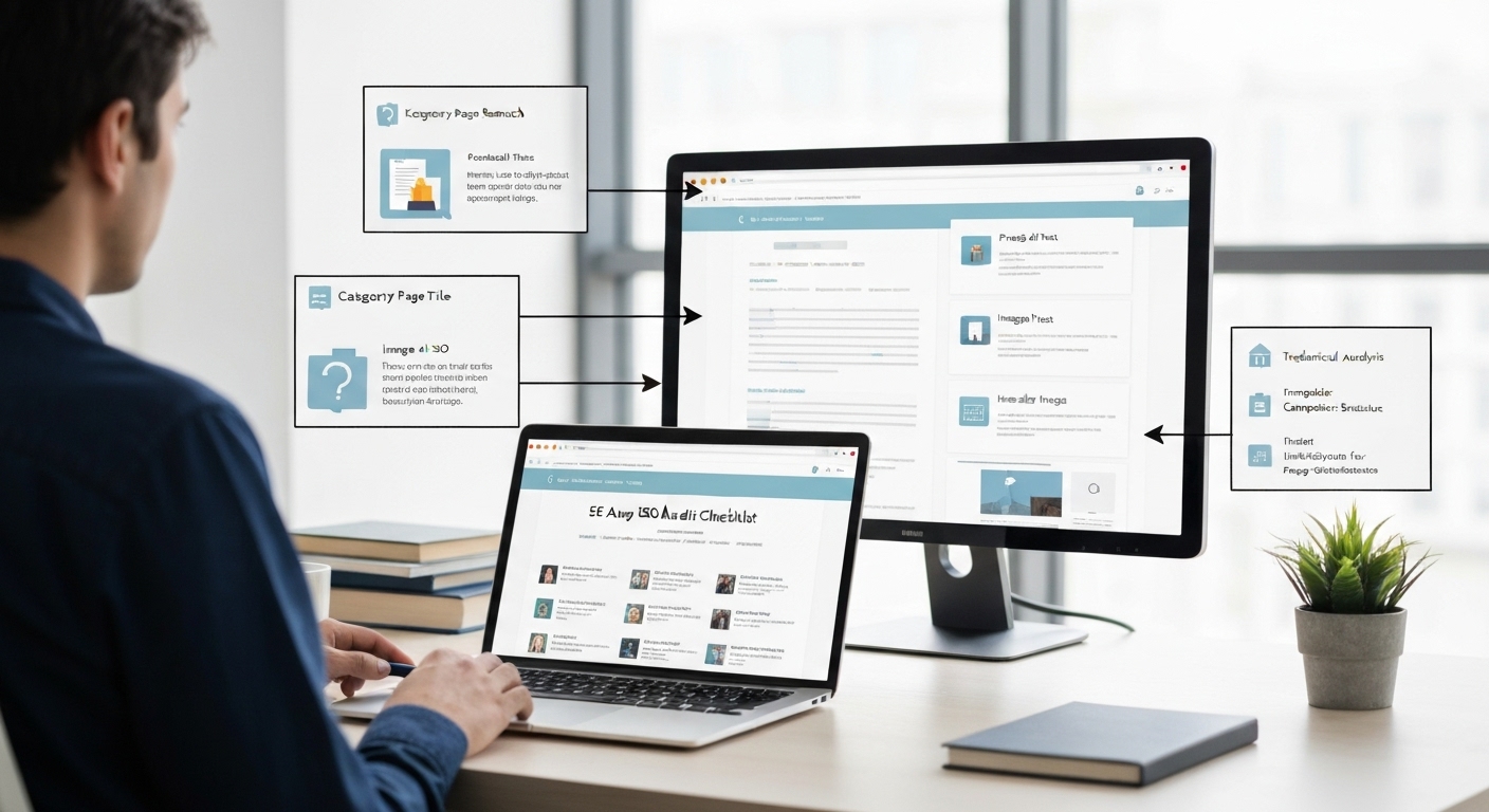 Illustration of an ecommerce SEO audit process