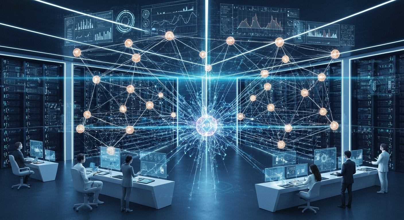 Futuristic depiction of AI-driven encryption technology, highlighting potential advancements and future applications.