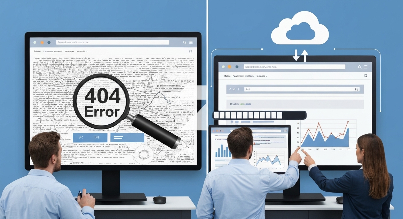 Illustration of restoring deleted website content from a backup.