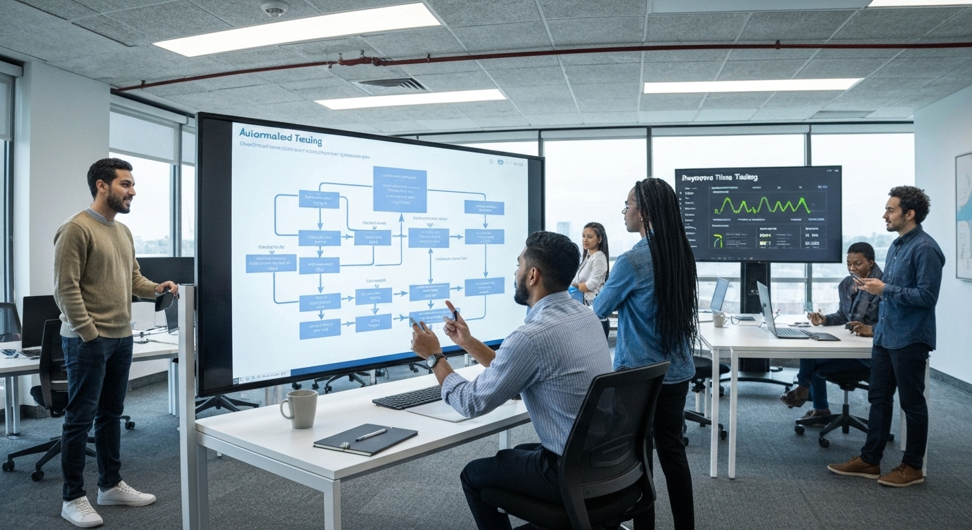 AI automates software testing processes, improving accuracy and speed.