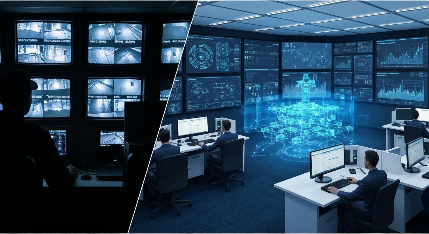 Comparison of traditional security methods versus AI-powered security.