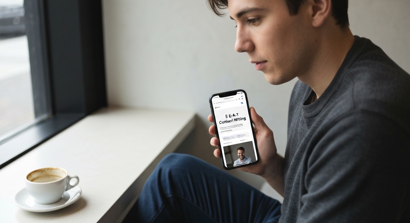 A person interacting with a website on a mobile device, representing user experience optimization.