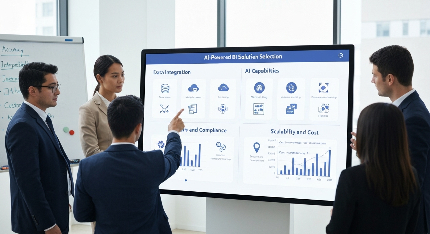 Factors to consider when choosing an AI-powered business intelligence solution.