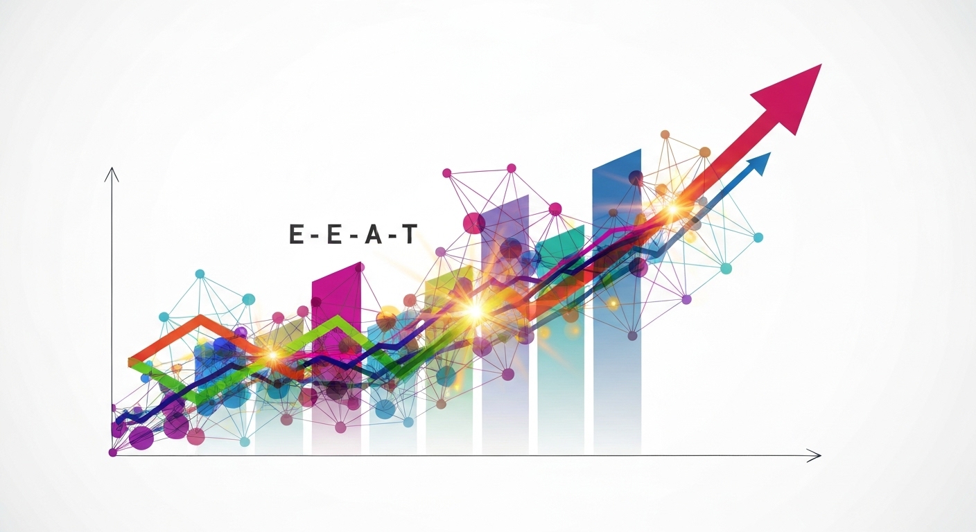 A stylized graph showcasing upward trending lines symbolizing growing authority and influence online.