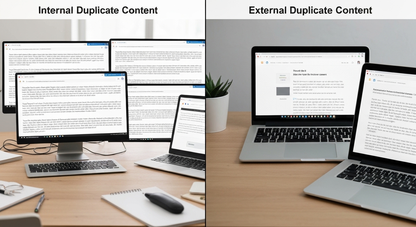 Comparison of internal and external duplicate content examples