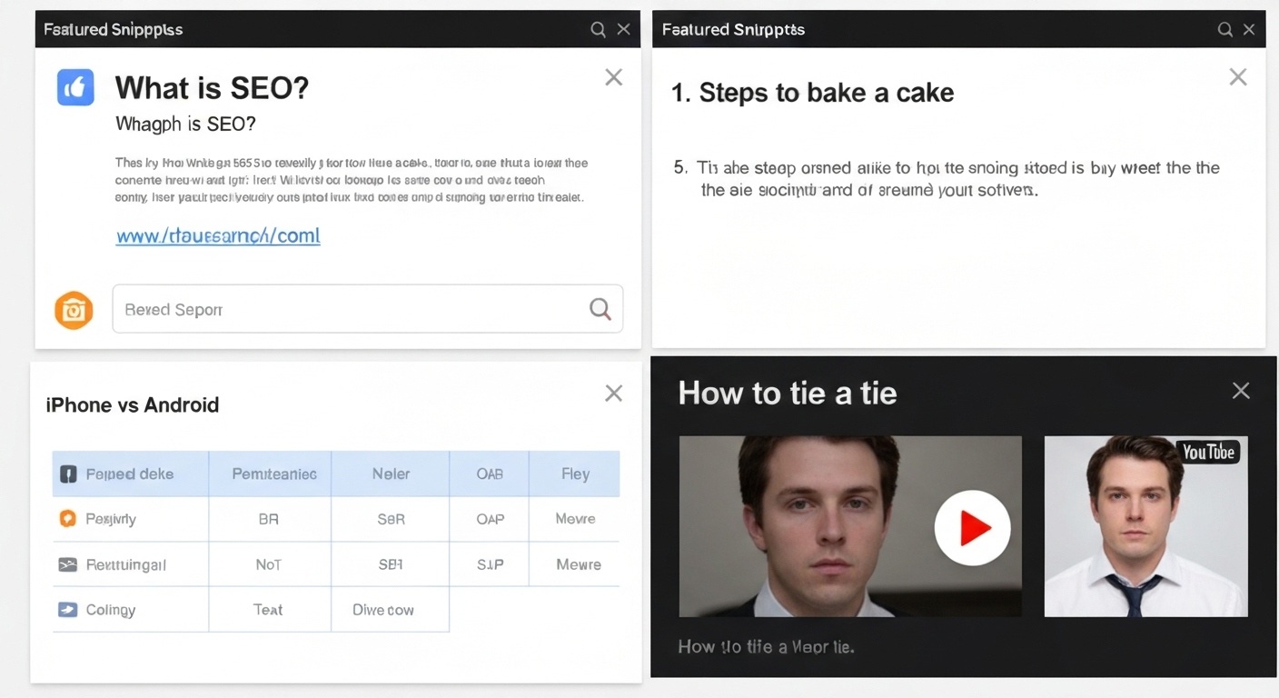 Ferskillende types fan featured snippets yn Google