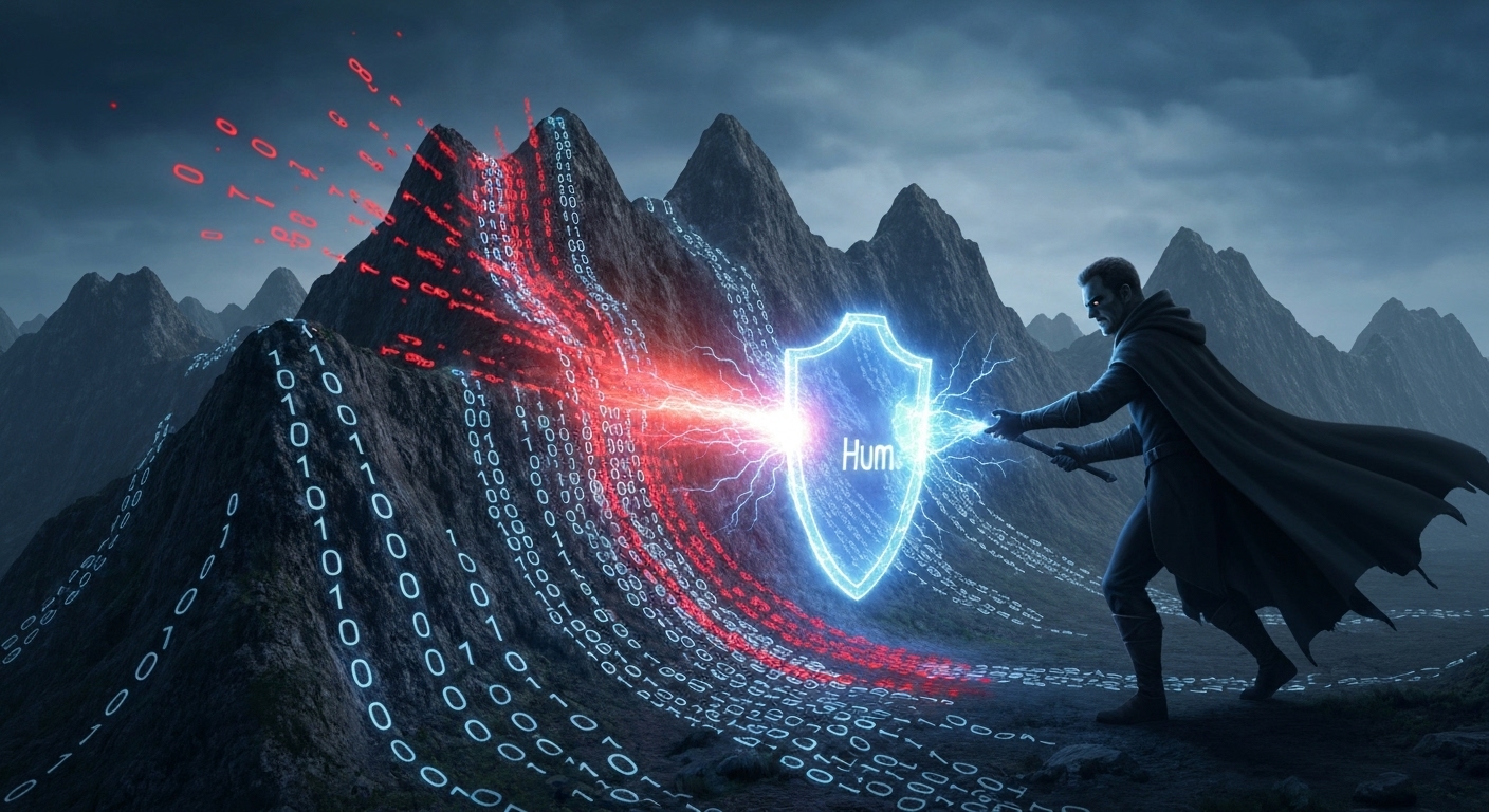 Illustration depicting a data poisoning attack, showing malicious data being injected into a training dataset.