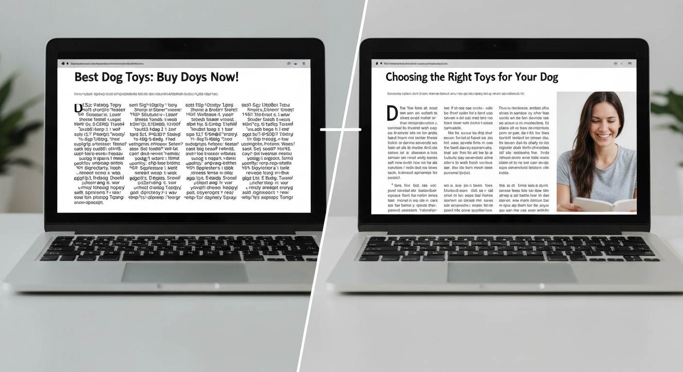 Example demonstrating the negative impact of keyword stuffing on content readability.