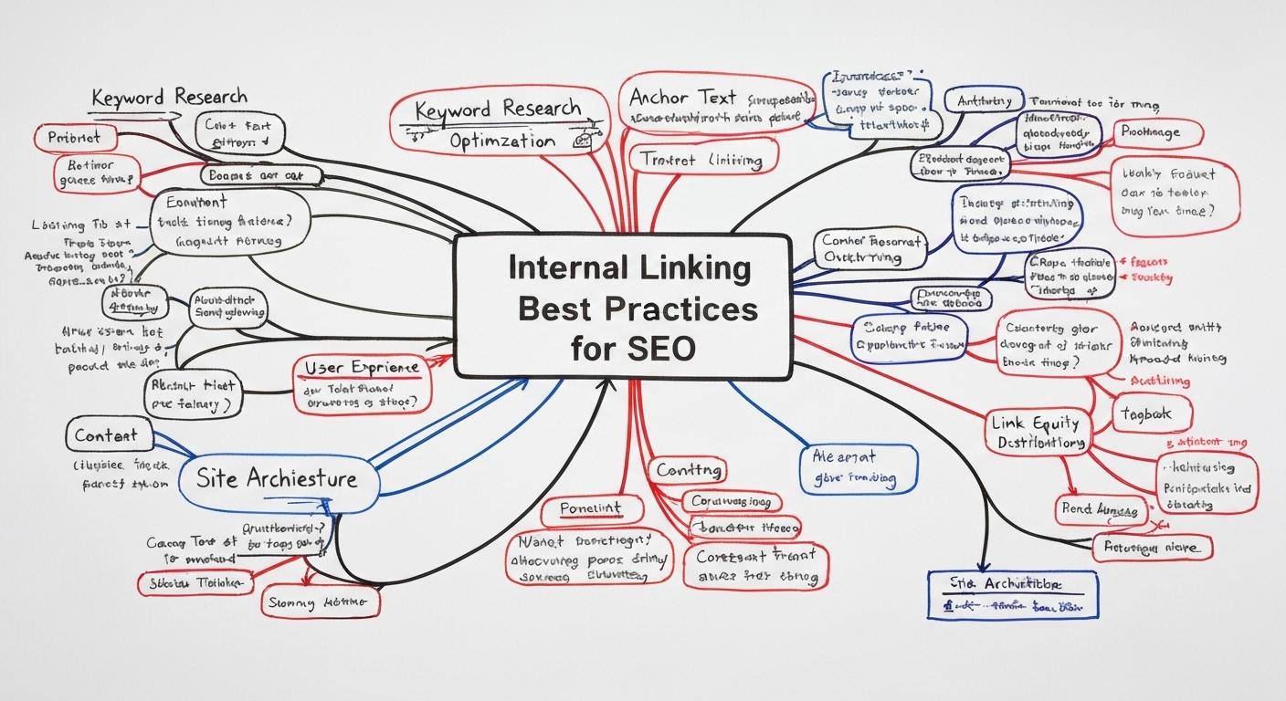 Mind map showing content relationships and linking opportunities for effective internal linking.