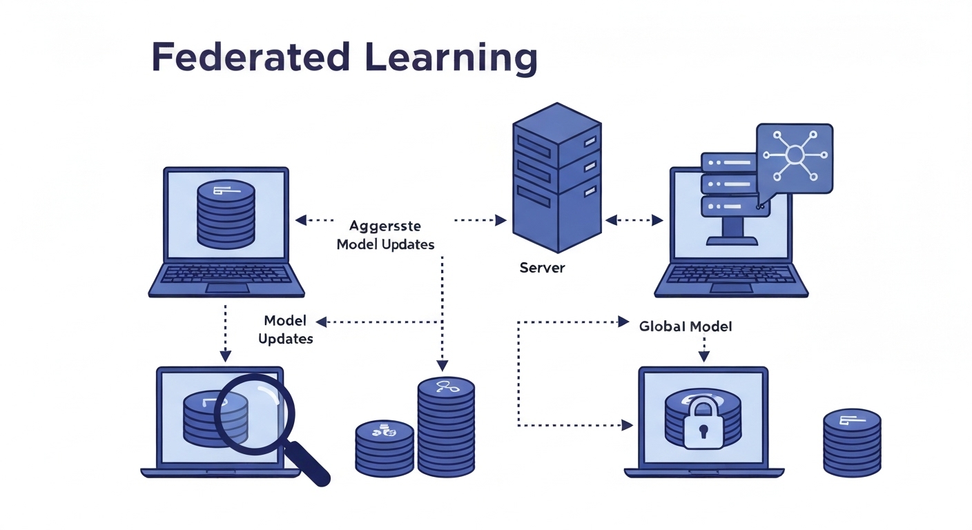 Diagram illustrating the federated learning process.