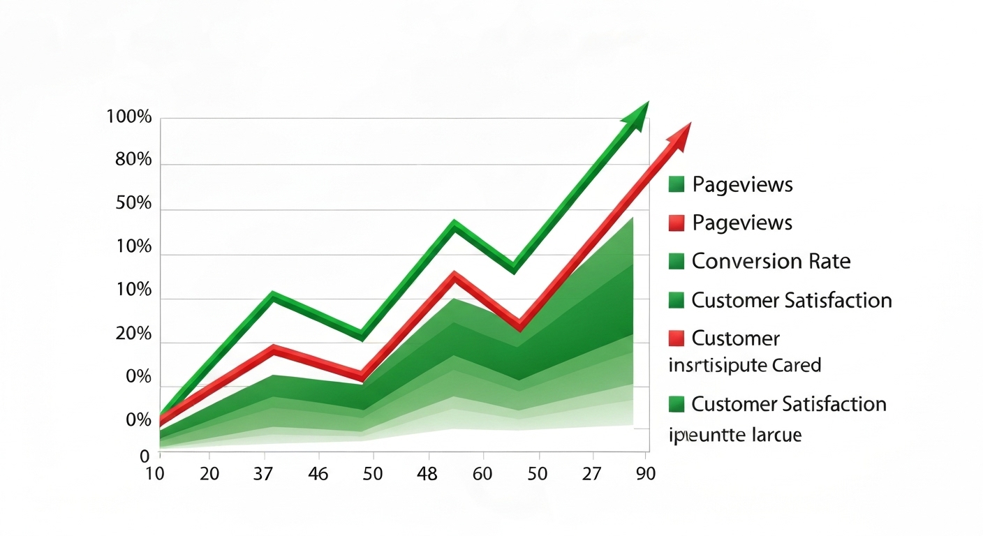 A graph showing upward trending lines representing improved SEO performance.