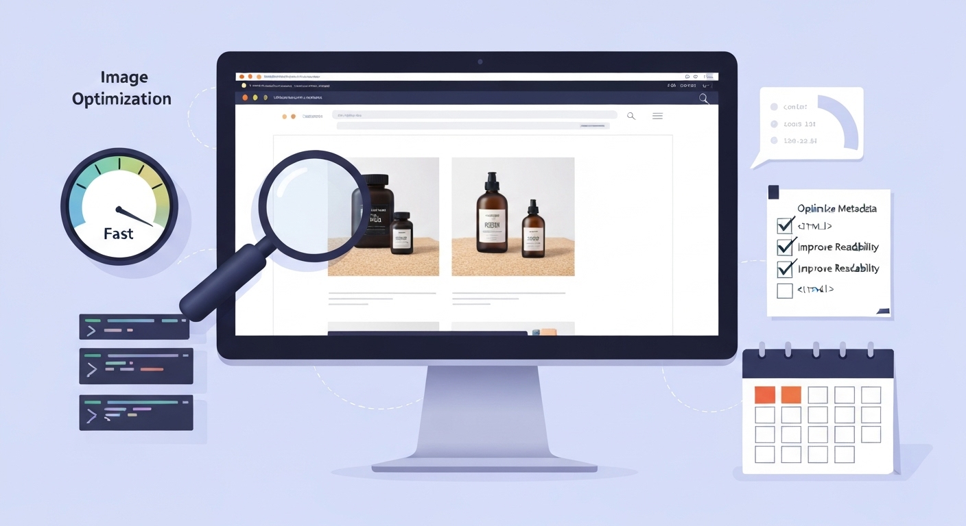 Illustration of tools and techniques for optimizing website speed