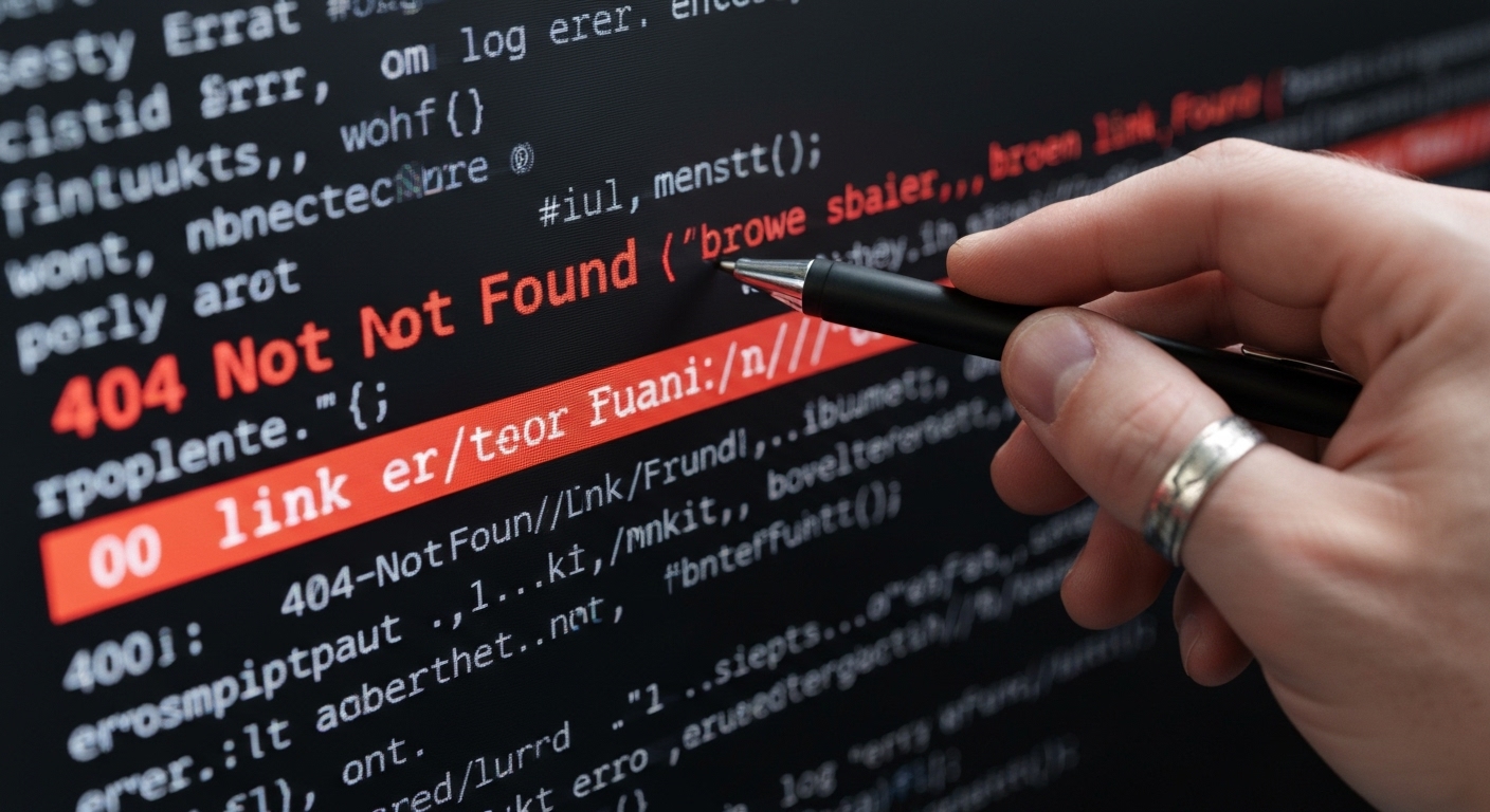 Example of a server log entry showing a 404 error status code.