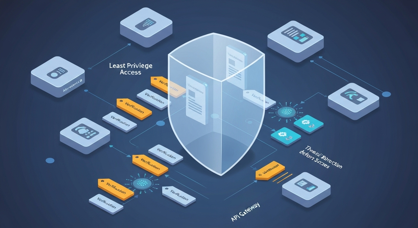 Diagram illustrating the Zero Trust security model applied to API interactions, emphasizing continuous verification and least privilege access.