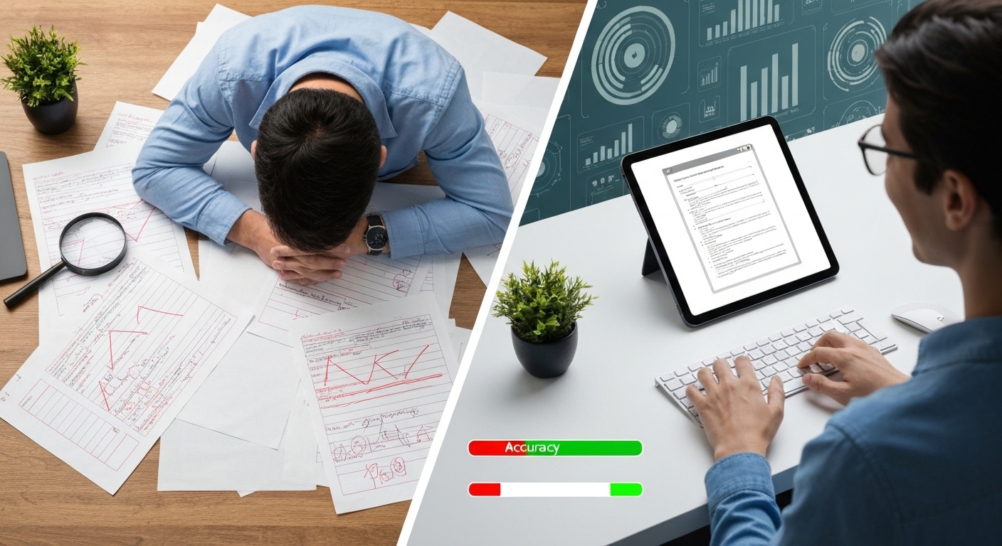 Illustration showing improved data accuracy with automated form processing.