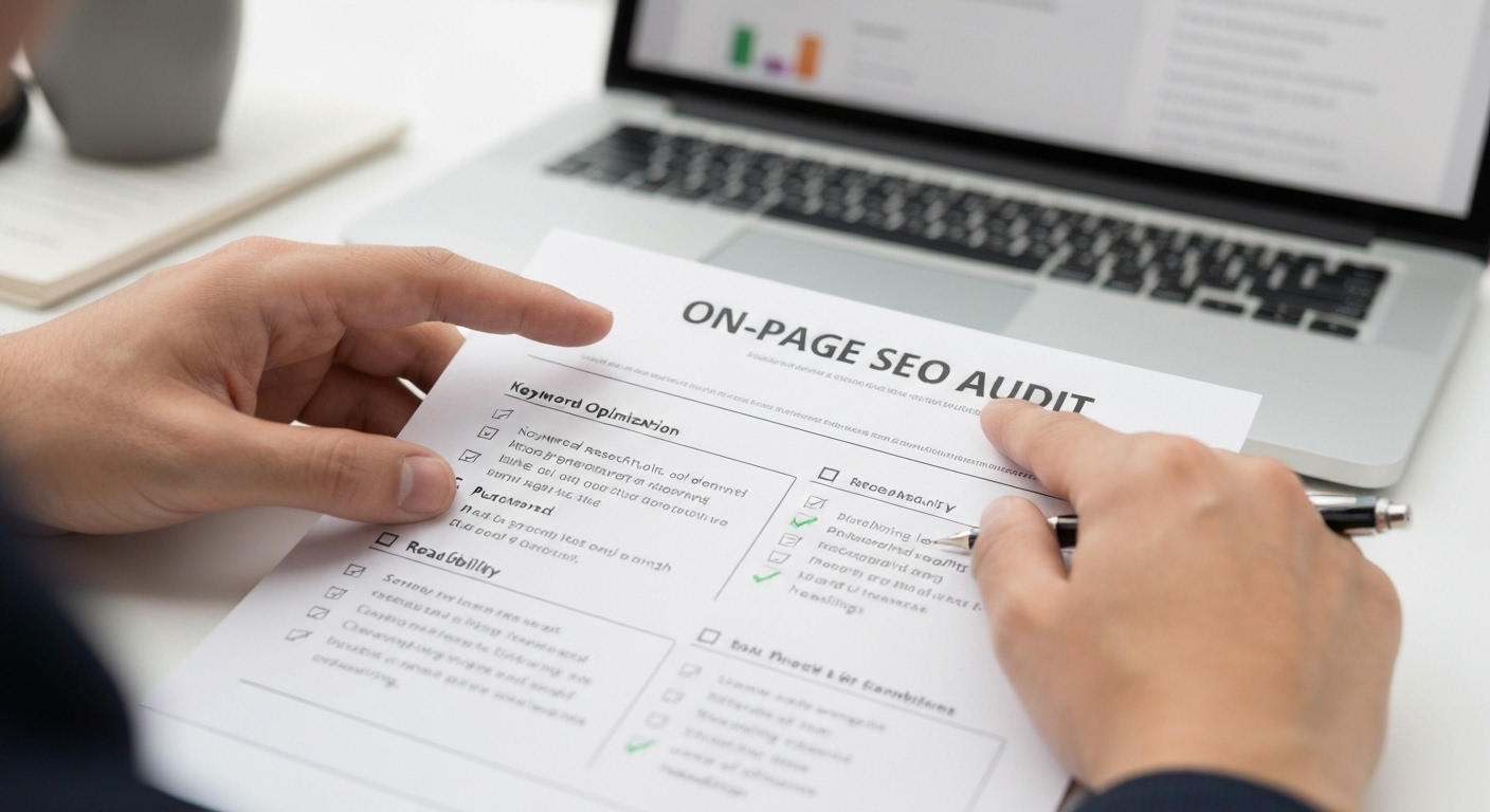 Checklist outlining the steps for content optimization, including keyword usage and readability.