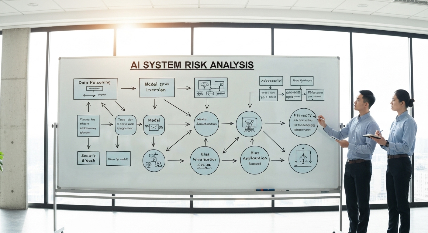 Diagram der viser risikoanalyse for AI-systemer