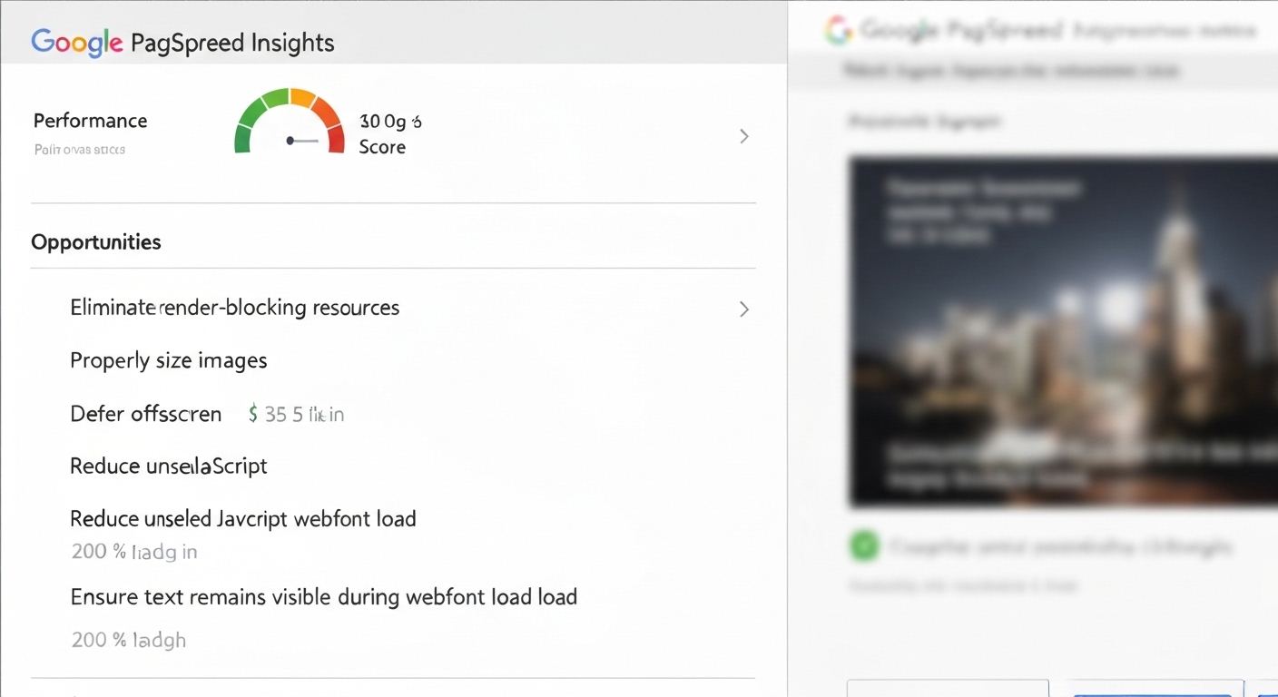 Screenshot of Google PageSpeed Insights showing optimization recommendations